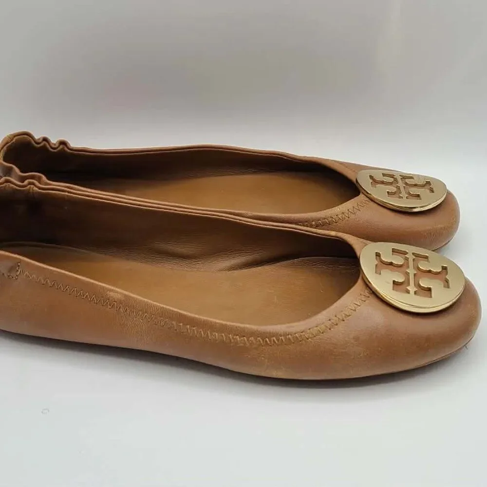 Tory Burch Minnie Travel Ballet Flats Tan (Carmel) size 8